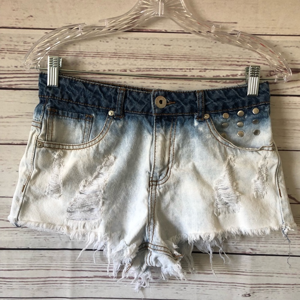 GUESS Acid wash Tie dye ombre mid rise shorts